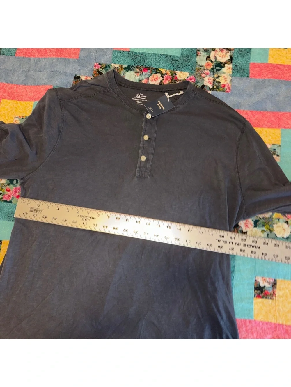 J.Crew NEW Vintage Wash Mens XXLT Long Sleeve Henley Shirt Tee Navy Blue t-shirt